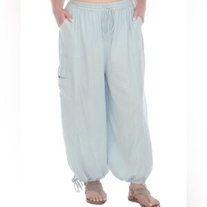 Raviya Women's Swim Cover-up parachute Pants cotton Chambray baby blue size XL